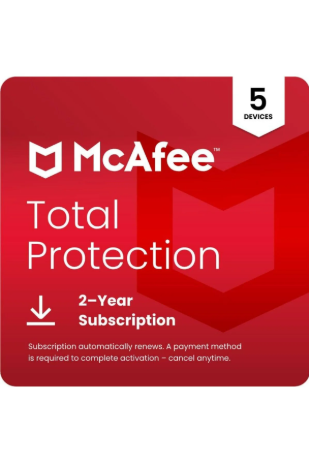 McAfee Total Protection 5 Cihaz 2 Yıl